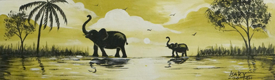 Elephant-Themed Acrylic Painting on Canvas