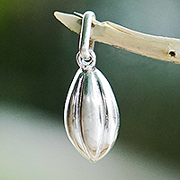 Sterling silver pendant, 'Cocoa Bean' - Handcrafted Polished Sterling Silver Pendant