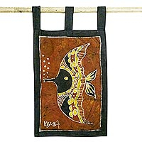 Baumwoll-Batik-Wandbehang, „Underwater Freedom“ – Baumwoll-Wandbehang mit Unterwasserszene