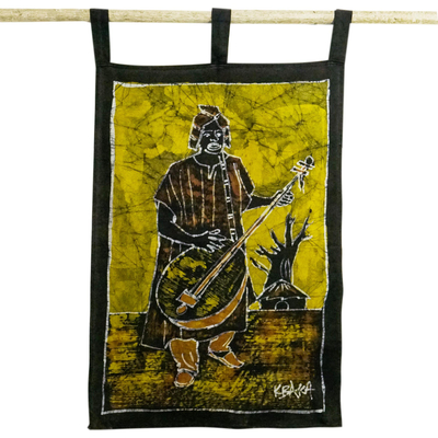 Cotton batik wall hanging, 'Gentle Melody' - Music-Themed Wall Hanging from Ghana