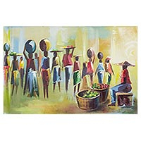 'Wednesday Market' - Acrylic Market Scene on Canvas
