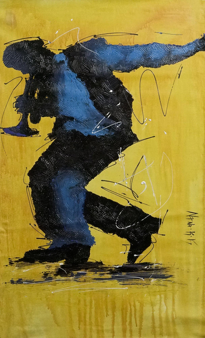 Acrylic Expressionist Painting of a Trumpet Player