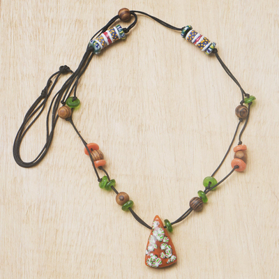 Eco-friendly beaded pendant necklace, 'True to Life' - Eco-Friendly Beaded Pendant Necklace