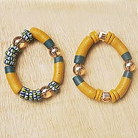 Eco-friendly beaded bracelets, 'Eternal Friend' (pair) - Eco-Friendly Beaded Bracelets from Ghana (Pair)