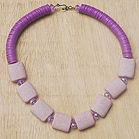 Eco-friendly beaded necklace 'Purple Aseda' - Eco-Friendly Beaded Purple Necklace