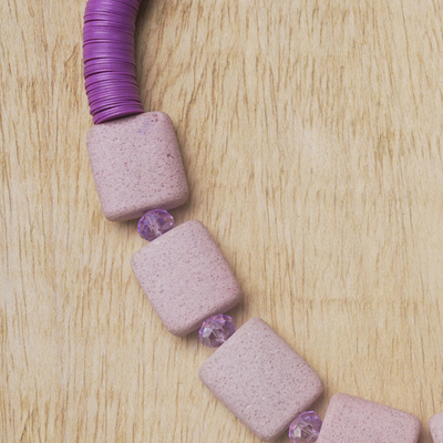 Eco-friendly beaded necklace, 'Purple Aseda' - Eco-Friendly Beaded Purple Necklace