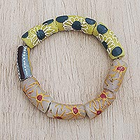 Eco-friendly beaded bracelet, 'Give Thanks' - Handcrafted Beaded Bracelet from Ghana