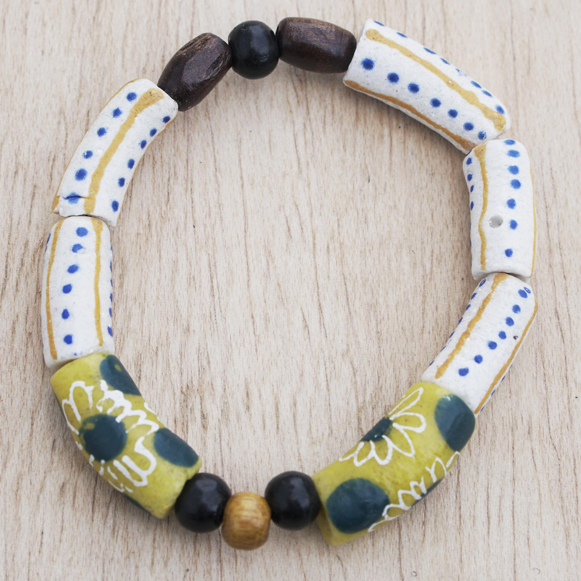 stretch bracelet jewelry set handmade Green pink polka dot bracelet wood beads