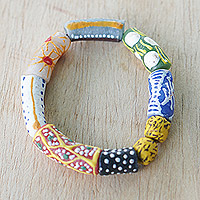 Eco-friendly beaded bracelet, 'Smile at You' - Colorful Eco-Friendly Beaded Bracelet from Ghana