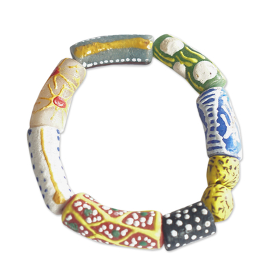 Eco-friendly beaded bracelet, 'Smile at You' - colourful Eco-Friendly Beaded Bracelet from Ghana