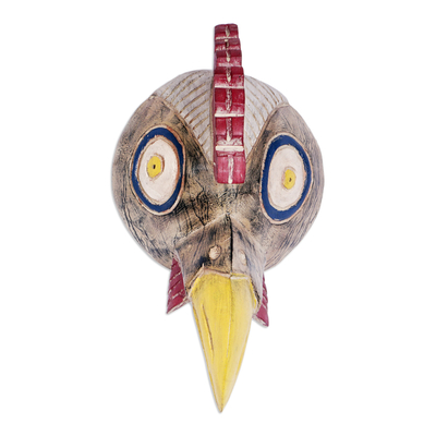 Afrikanische Holzmaske, 'Vogelkopf' - Handgefertigte rustikale ghanaische Sese Holz Maske geschnitzt von Kunsthandwerker