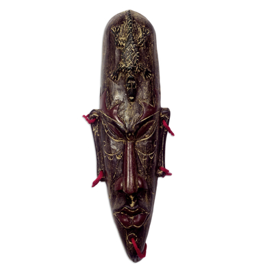 Afrikanische Holzmaske - Handgeschnitzte Holzmaske mit Krokodilmotiv