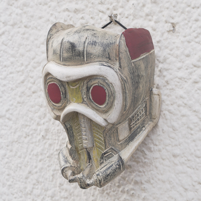 Máscara de madera africana - Máscara de madera de Sese de ciencia ficción futurista tallada a mano en Ghana