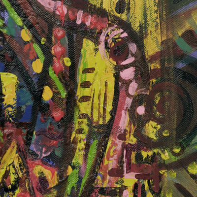 Melodie der Farben - Halbabstrakte Acrylmalerei mit Musikmotiv
