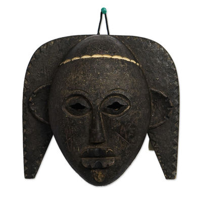 Máscara de madera africana - Máscara de pared de madera de sésé africano tallada a mano