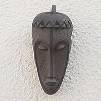 African wood mask, 'Fang Tribe' - Handmade Sese Wood Tribal Mask from Ghana