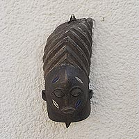 African wood mask, 'Mwana Pwo' - Artisan Crafted Sese Wood Wall Mask