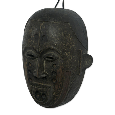African wood mask, 'Chewa People' - Handmade Sese Wood Mask from Ghana