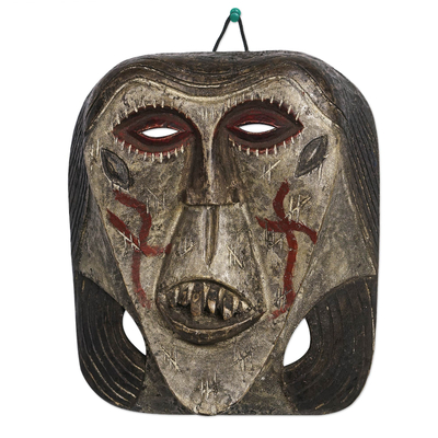 African wood mask, 'Igbo Tradition' - Igbo-Style Wood Mask Hand-Crafted in Ghana