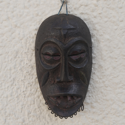 African wood mask, 'Dan Expression' - Handmade Sese Wood African Wall Mask