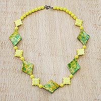 Eco-friendly beaded necklace, 'Pretty Girl' - Eco-Friendly Beaded Necklace with Brass Clasp