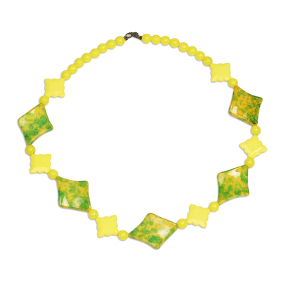 Eco-Friendly Beaded Necklace with Brass Clasp