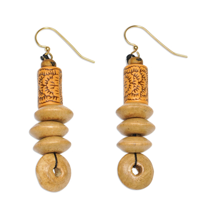 Eco-Friendly Sese Wood Beaded Dangle Earrings