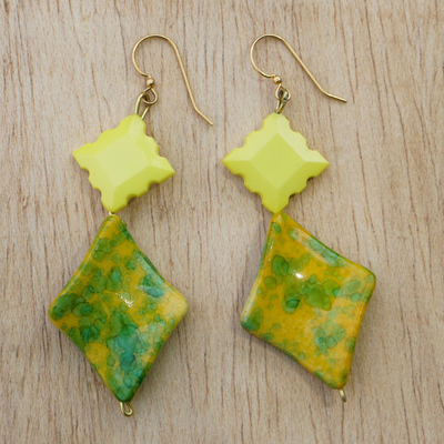 Eco-friendly dangle earrings, 'Pretty Girl' - Hand Crafted Eco-Friendly Dangle Earrings