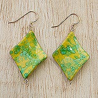 Eco-friendly dangle earrings, 'Watercolor Woman' - Handmade Eco-Friendly Dangle Earrings from Ghana