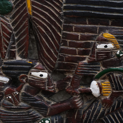 Panel de relieve de madera, 'Afashe' - Panel de relieve de secuoya africana hecho a mano