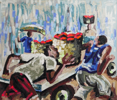 Acrylic Market Scene Painting on Canvas (2020)