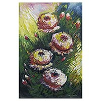 'Sensational Flowers' - Pintura acrílica sobre lienzo con motivo floral