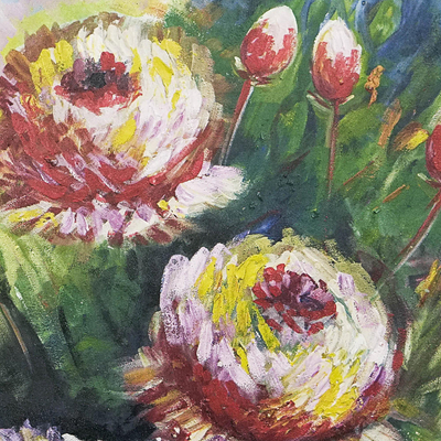 'Flores sensacionales' - Pintura acrílica sobre lienzo con motivos florales