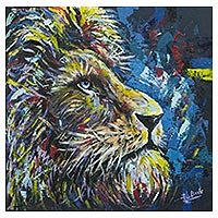 'Focus on the Target' - Acrylic Painting on Canvas with Lion Motif
