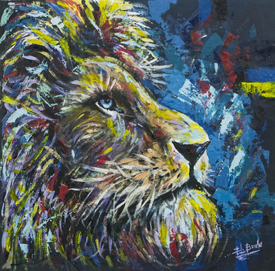 Acrylic Painting on Canvas with Lion Motif
