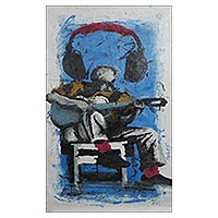'Music II' - Acrylic Guitar Painting on Cotton
