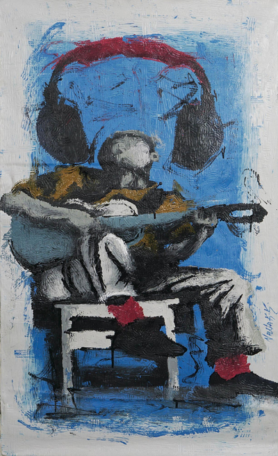 Acrylic Guitar Painting on Cotton
