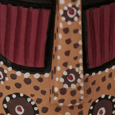 Máscara de madera africana - Máscara de madera de sésé africana hecha a mano con patrón de puntos