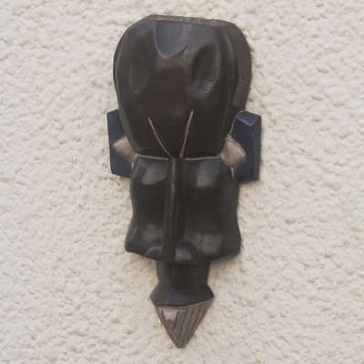 African wood mask, 'Dark Dream' - Hand Crafted Sese Wood Wall Mask