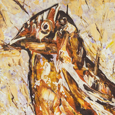 'Save the Wild Bird (Standing)' - Brown Bird Acrylic on Canvas Board Painting