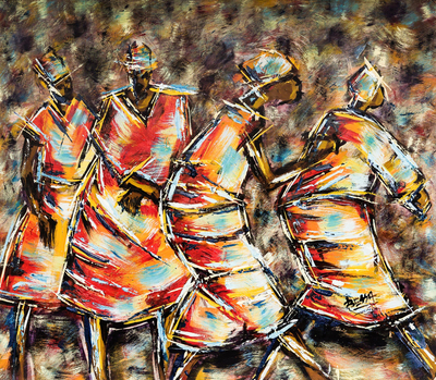 'Borborbor' - Original Painting of Ewe Dancers in Ghana's Volta Region