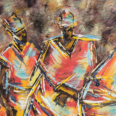 'Borborbor' - Original Painting of Ewe Dancers in Ghana's Volta Region