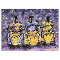 'Kpanlogo Drummers II' - African Drummers Acrylic Painting