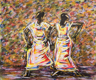 'Agbadza' - Pintura original de dos bailarines Agbadza