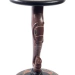 Wood accent table, 'Trumpeting Elephant' - Wood Pedestal Table with Elephant Theme