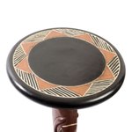 Wood accent table, 'Trumpeting Elephant' - Wood Pedestal Table with Elephant Theme