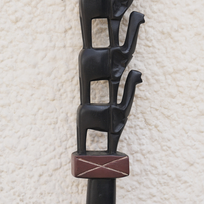 Bastón de madera africana. - Bastón de elefante decorativo de madera africana tallado a mano