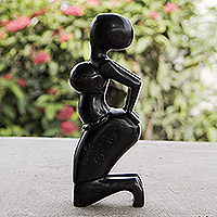 Ebony wood sculpture, 'Dancer' - Female Figure Ebony Sculpture