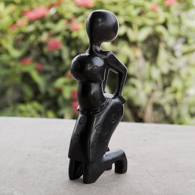Escultura en madera de ébano - Escultura de ébano figura femenina