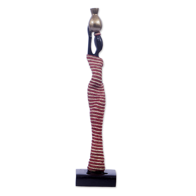 Skulptur aus Ebenholz, „Obaapa II“ – handgeschnitzte Statuette aus Ebenholz